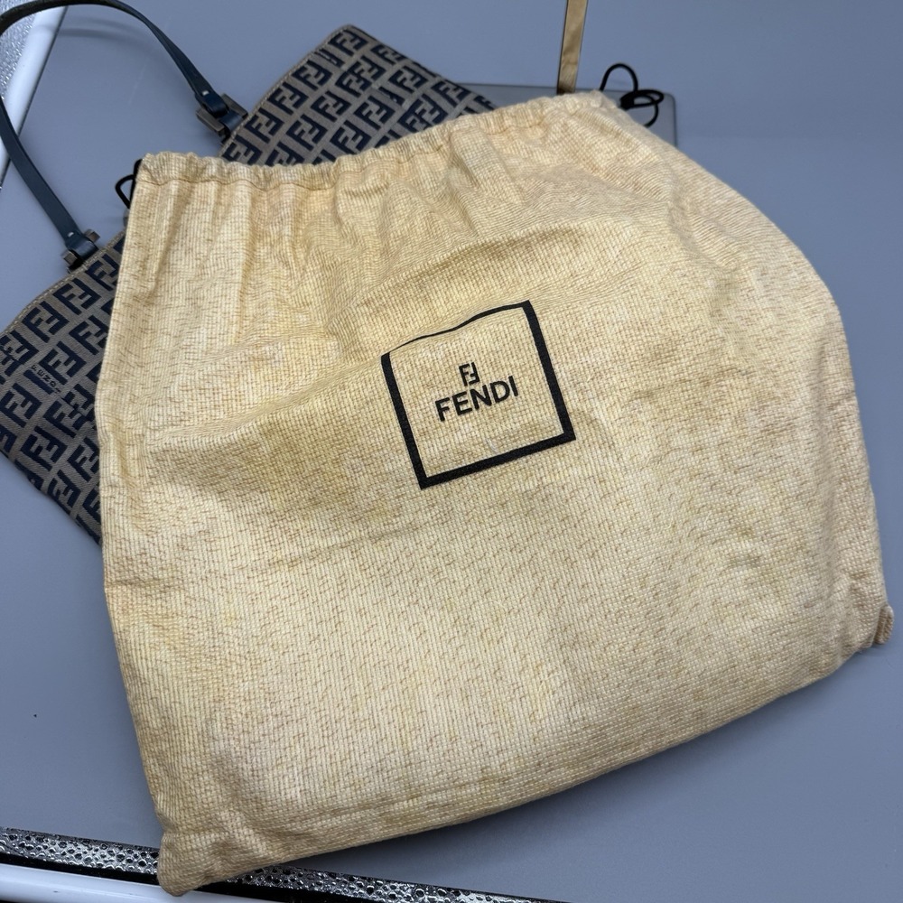 Fendi Zucca FF Monogram Tote Bag Blue Leather Trim Italy W/ COA & Dustbag Vtg - Picture 13 of 13